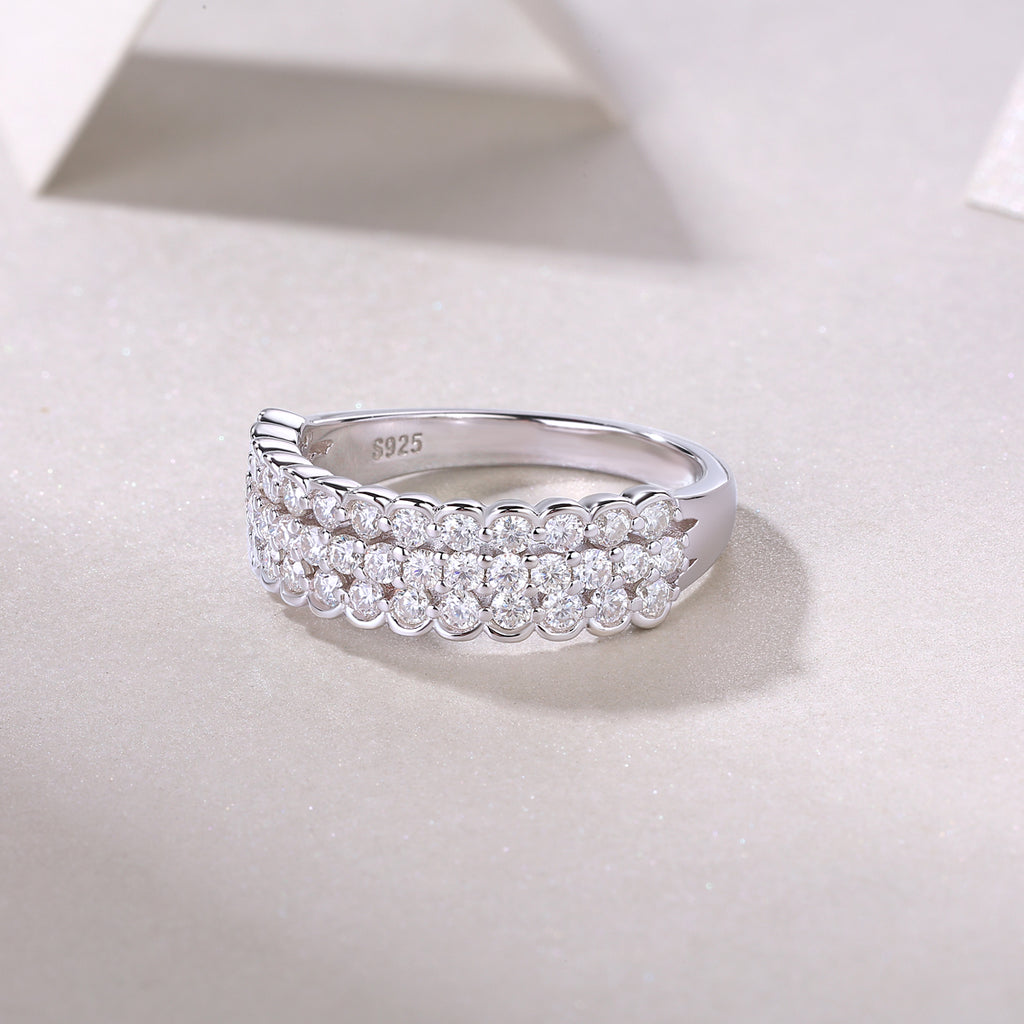 Cascade Moissanite Ring | Multi-Row S925 Sterling Silver