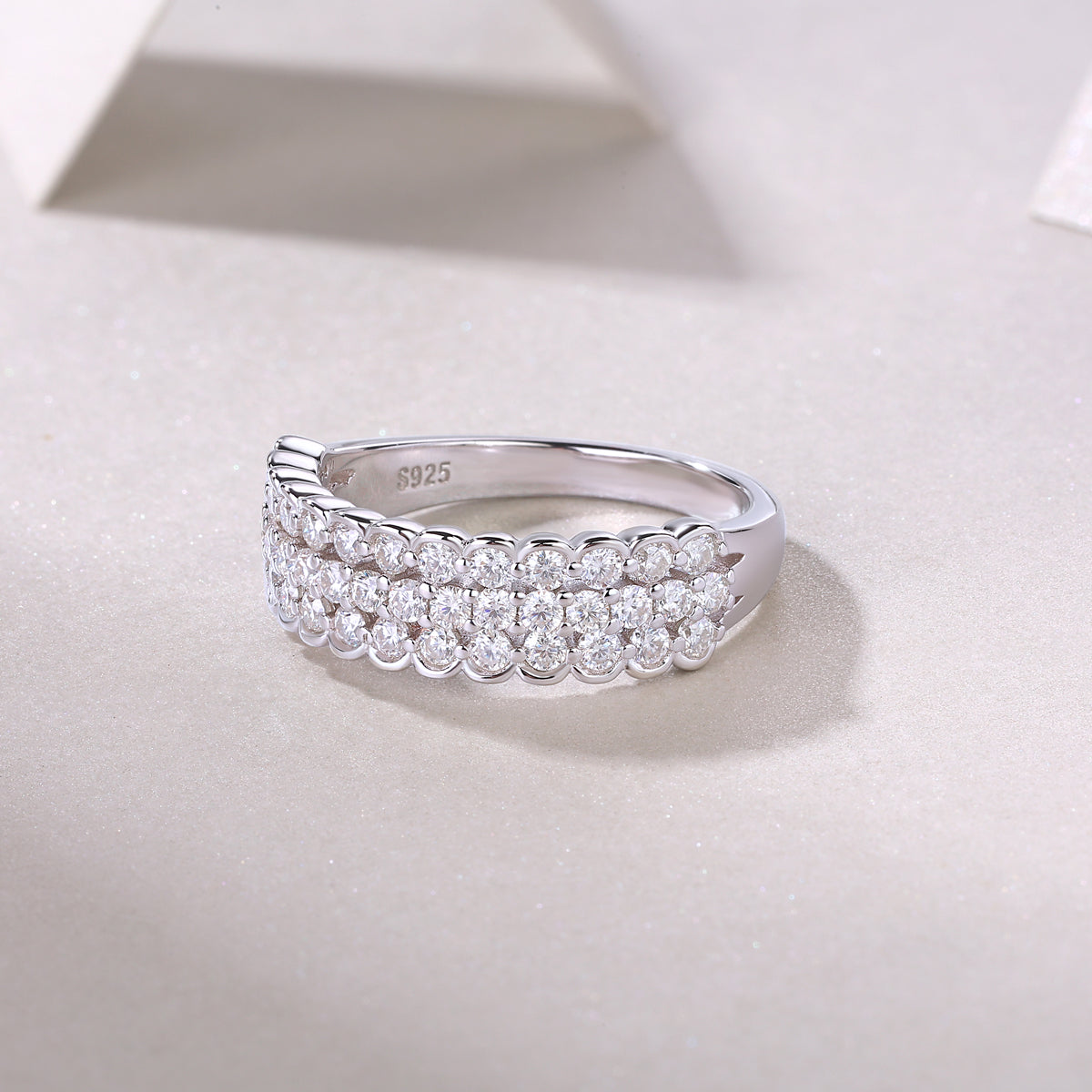 Cascade Moissanite Ring | Multi-Row S925 Sterling Silver