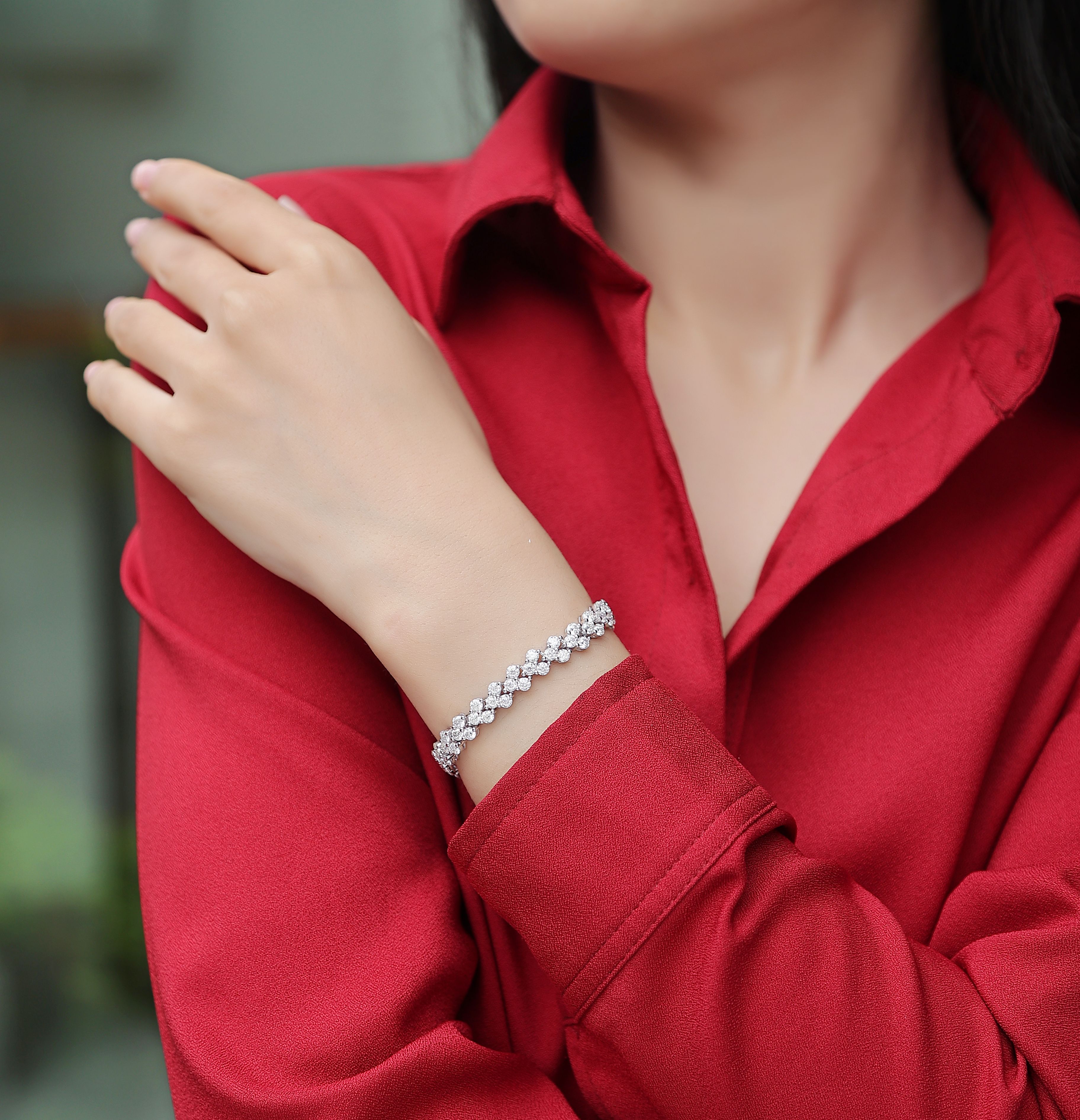 925 Sterling Silver Tennis Bracelet – Elegant Diamond Look Luxury Jewelry for Women