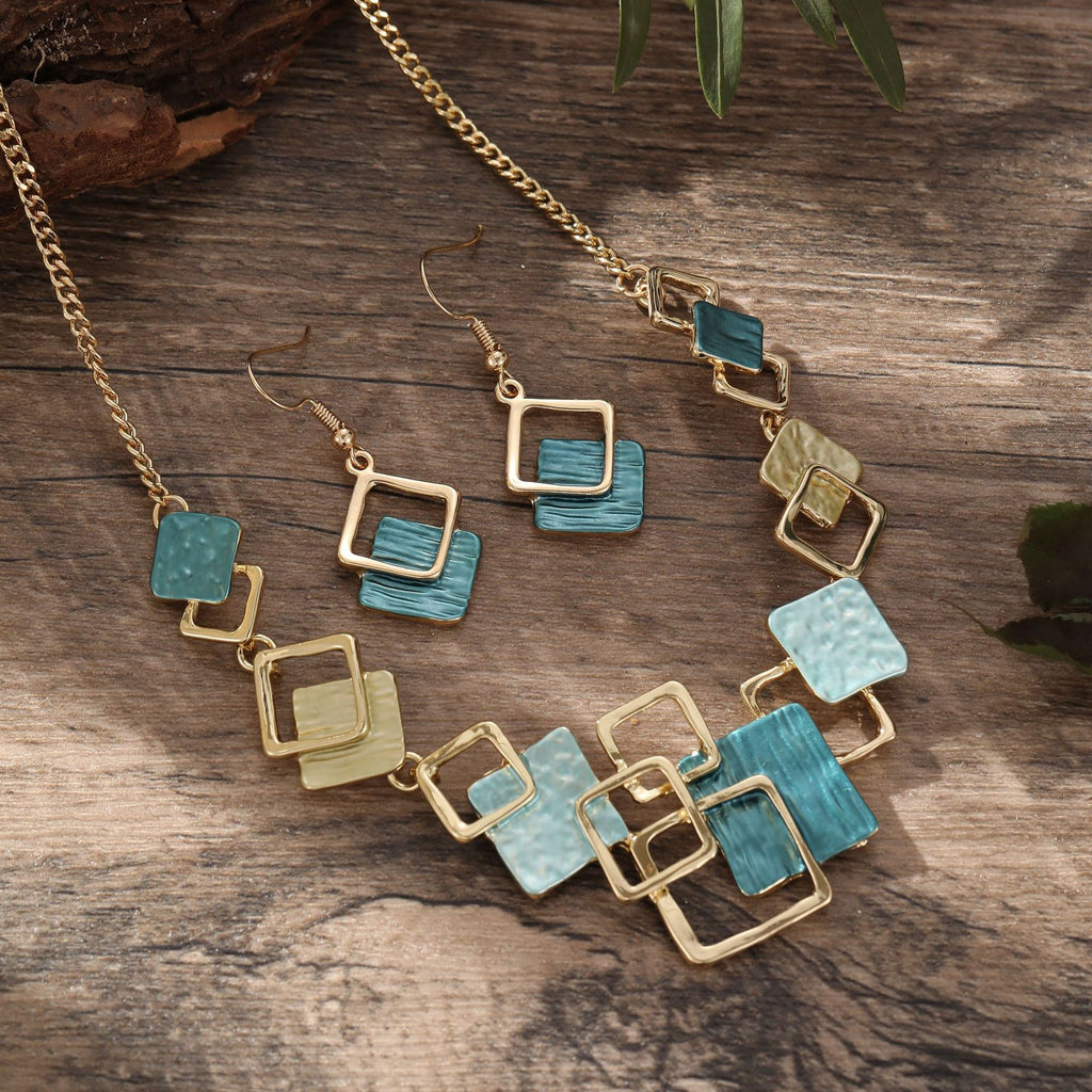 Geometric Enamel Jewelry Set | Colorful Statement