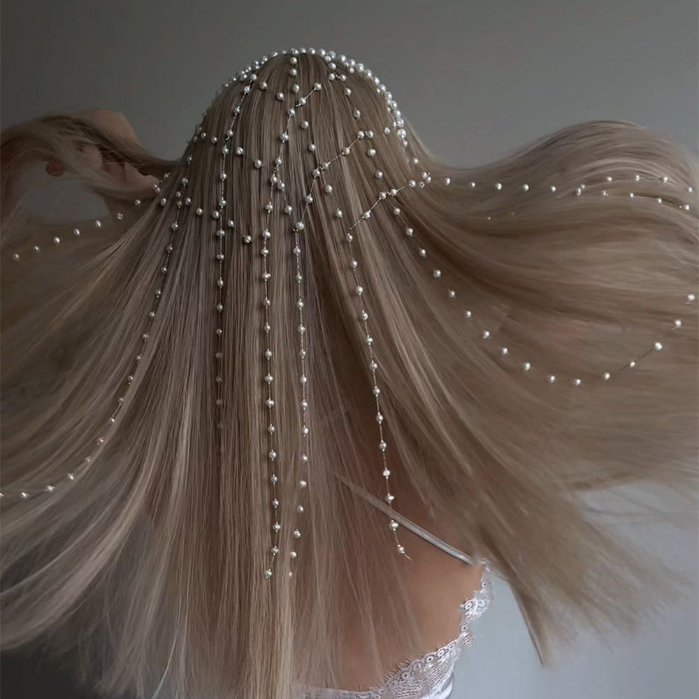 Luxury Pearl Chain Headpiece for Women – Statement Hair Jewelry | Elegant Bridal