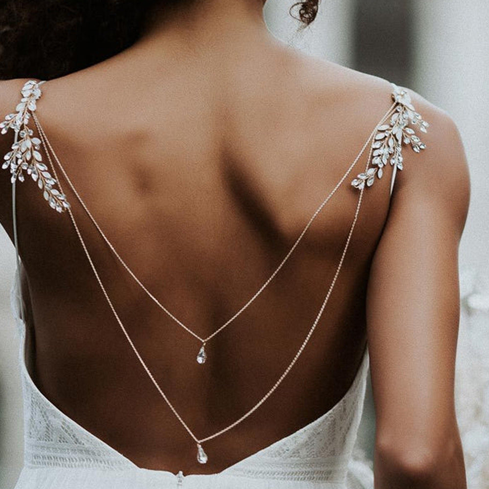 Leaf Zircon Bridal Body Chain | Wedding Elegance