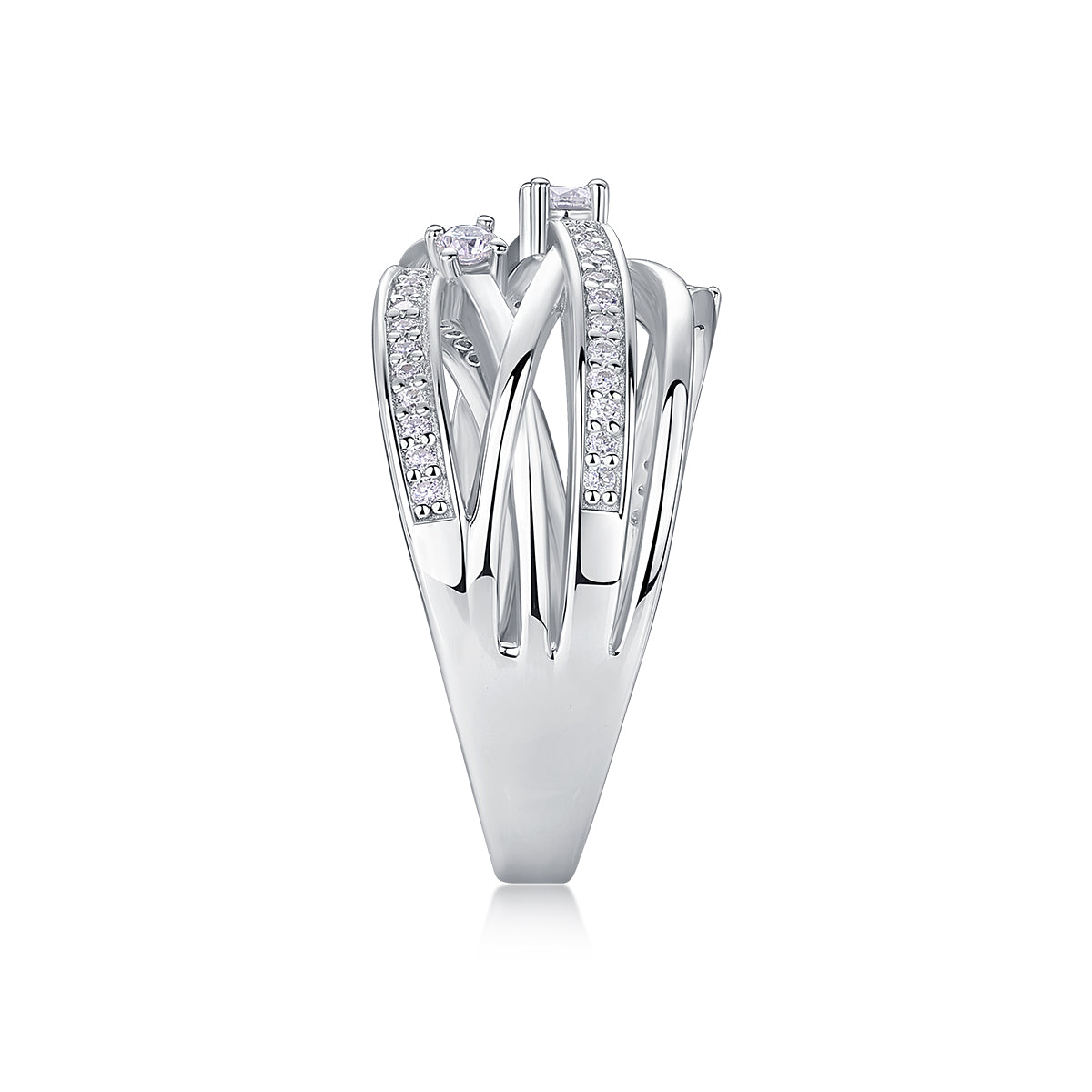 925 Sterling Silver Multi Band Ring for Women – Twisted Pave Statement Ring | Modern Luxury Jewelry