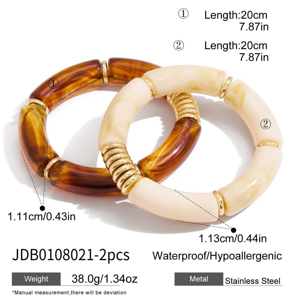 Luxury Stainless Steel Bracelet Set for Women – 2-Piece Retro Classic Bangle