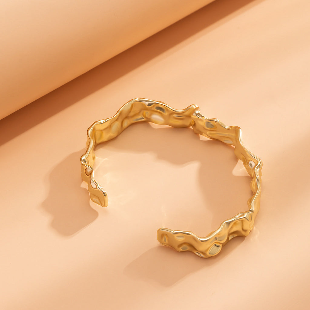 Wide Geometric Cuff Bracelet | Glossy Statement | Luvia