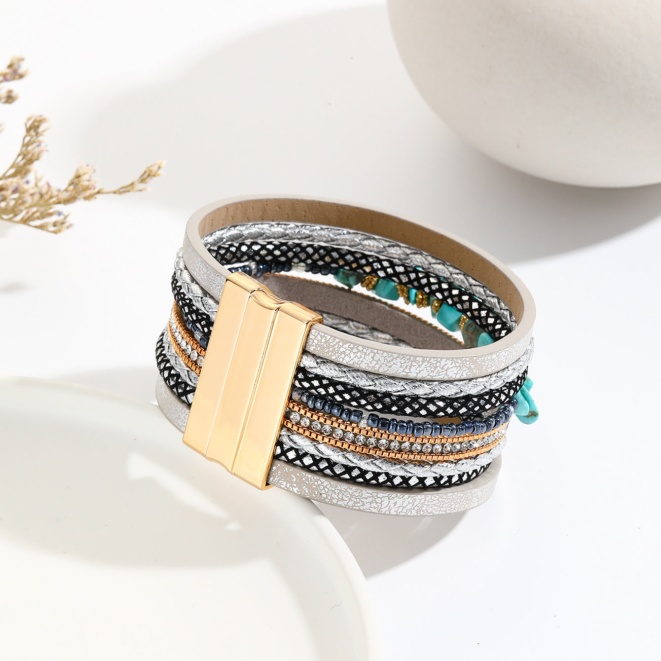 Azure Edge | Turquoise Leather Cuff Bracelet