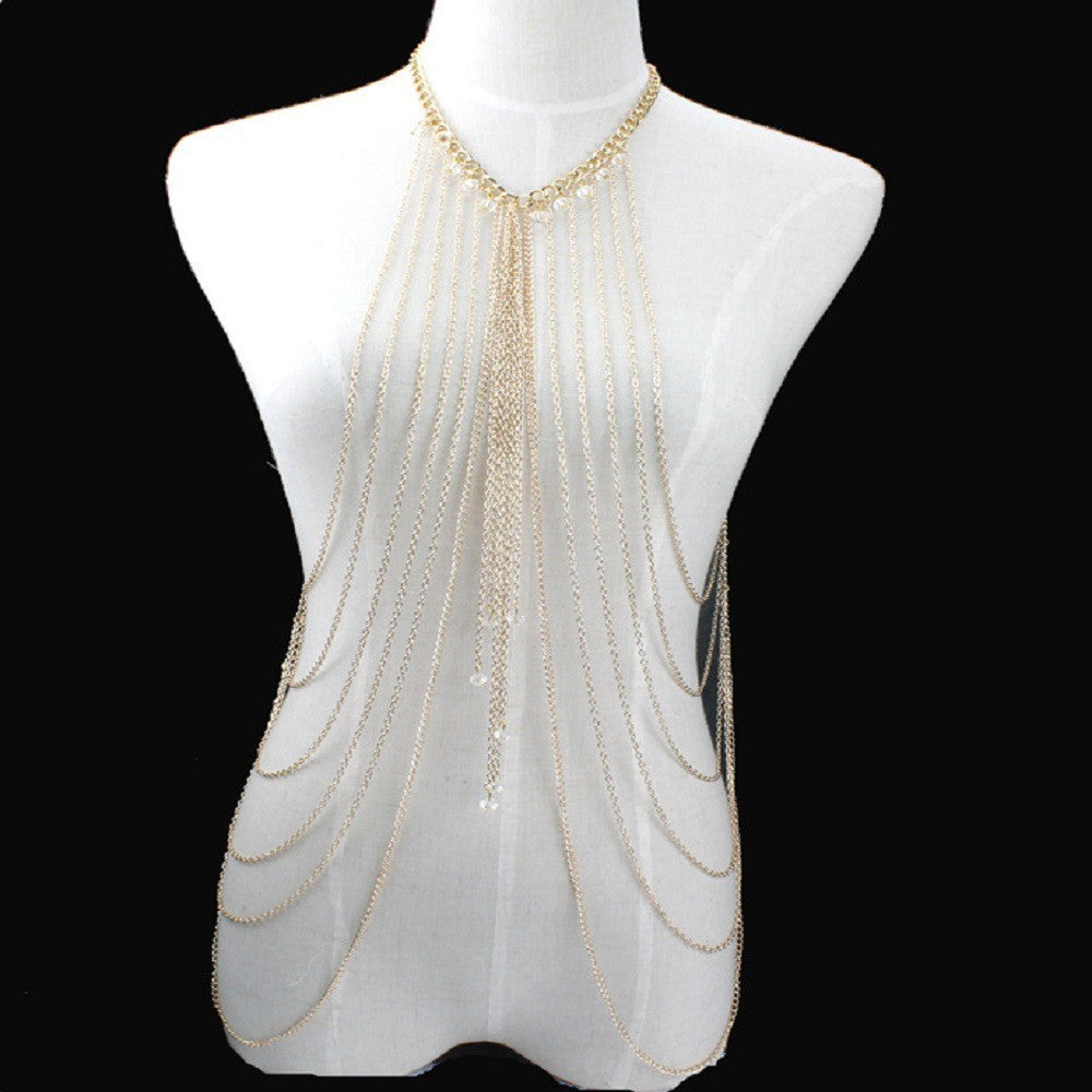 Crystal Multi-Layer Tassel Body Chain | Luxe Drama