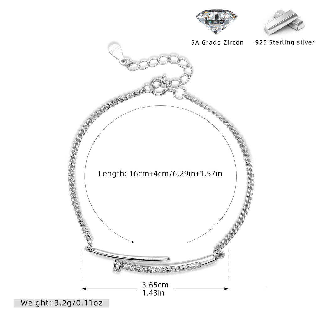 Zircon Rivet Silver Bracelet