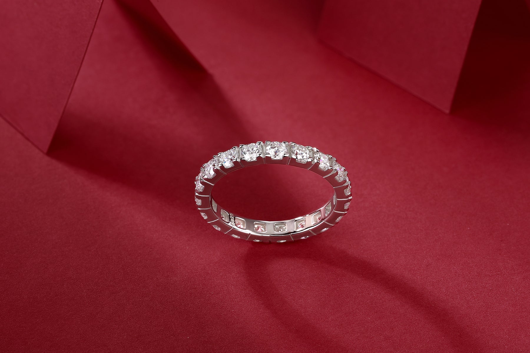 925 Sterling Silver Eternity Ring for Women – Full Round Cut Band Ring | Luxury Stackable Wedding Jewelry
