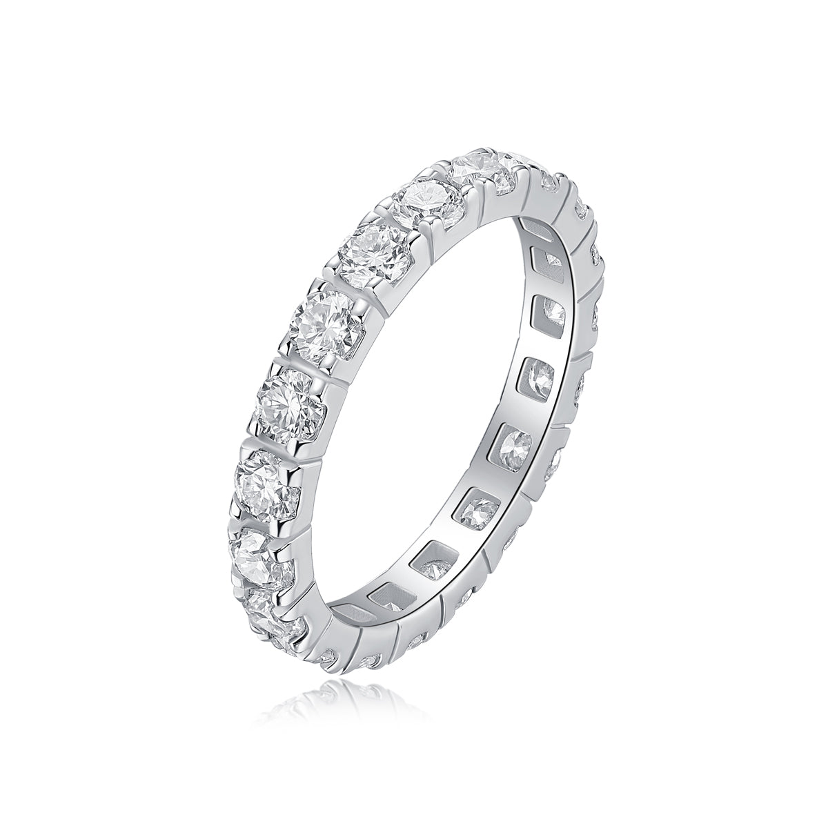 925 Sterling Silver Eternity Ring for Women – Full Round Cut Band Ring | Luxury Stackable Wedding Jewelry