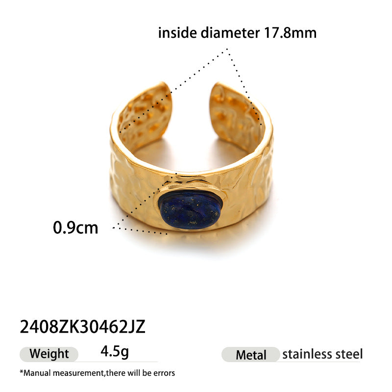 Luxury Gold Statement Rings Set – Lapis Lazuli & Mother of Pearl Jewelry | Luvia