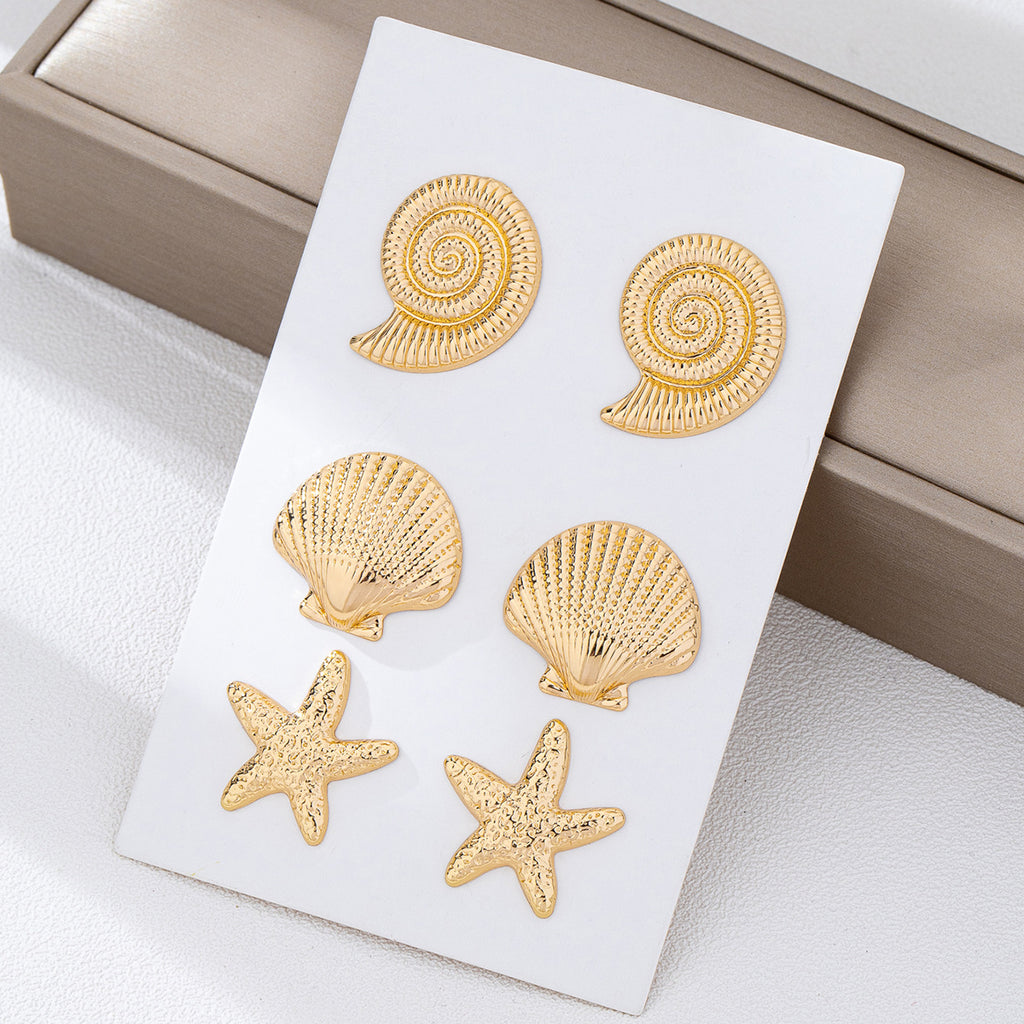 Gold Seashell Earring Set | Ocean-Inspired Jewelry for Women