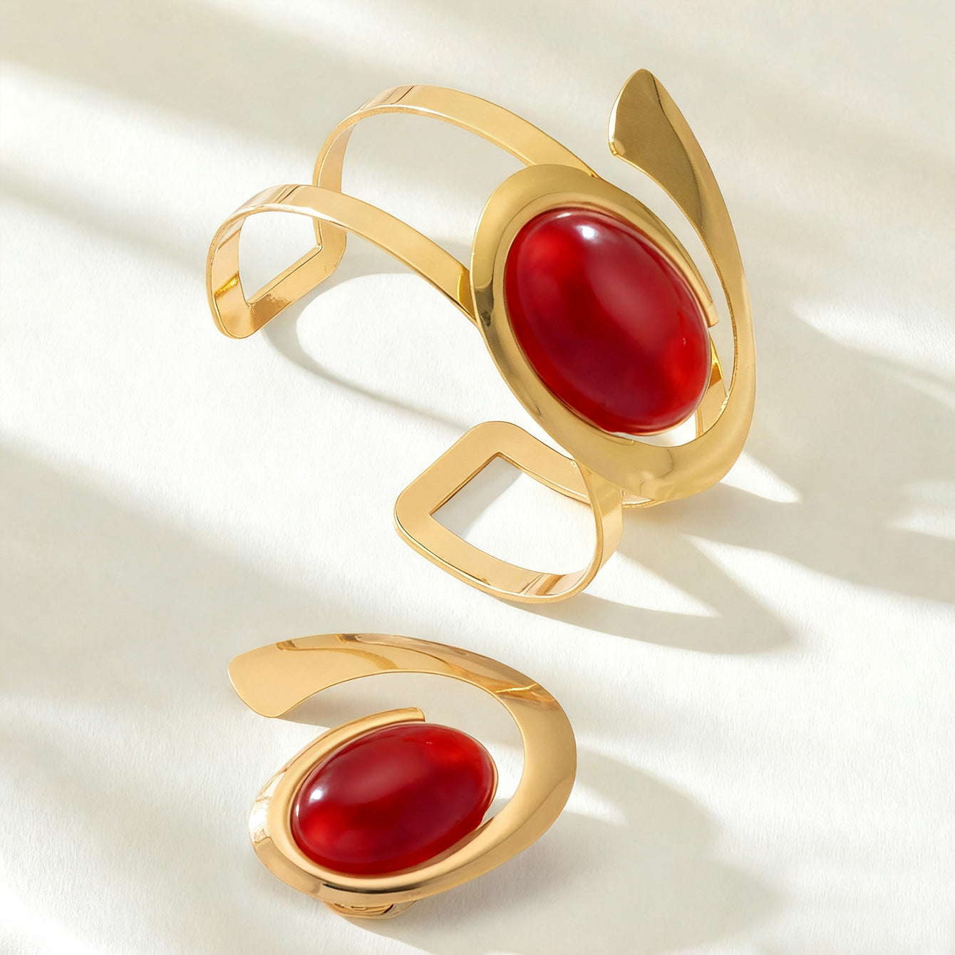 Luxury Gold Pearl Bracelet & Statement Ring Set – Elegant Minimal Jewelry for Women | Available in Multiple Colors