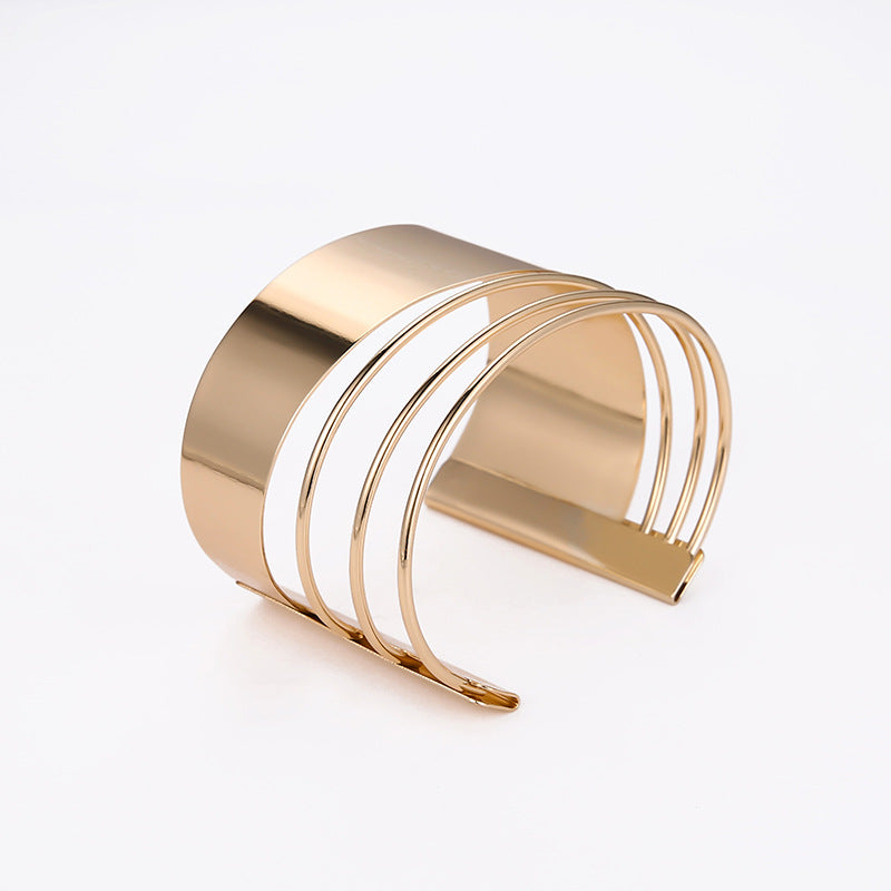 Hollow Metal Cuff Bracelet | Minimal Statement | Luvia