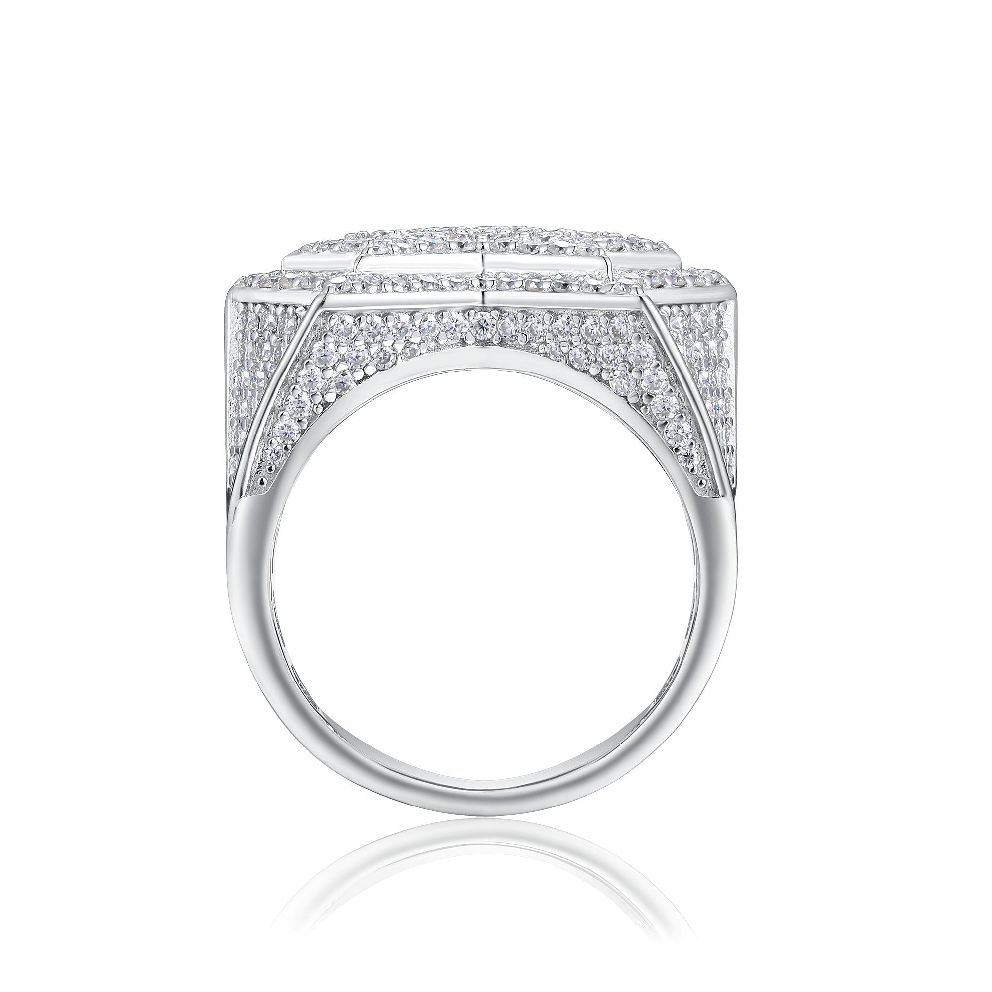 &nbsp;  925 Sterling Silver Statement Ring for Women – Pave Diamond Look Bold Ring | Luxury Cocktail Jewelry