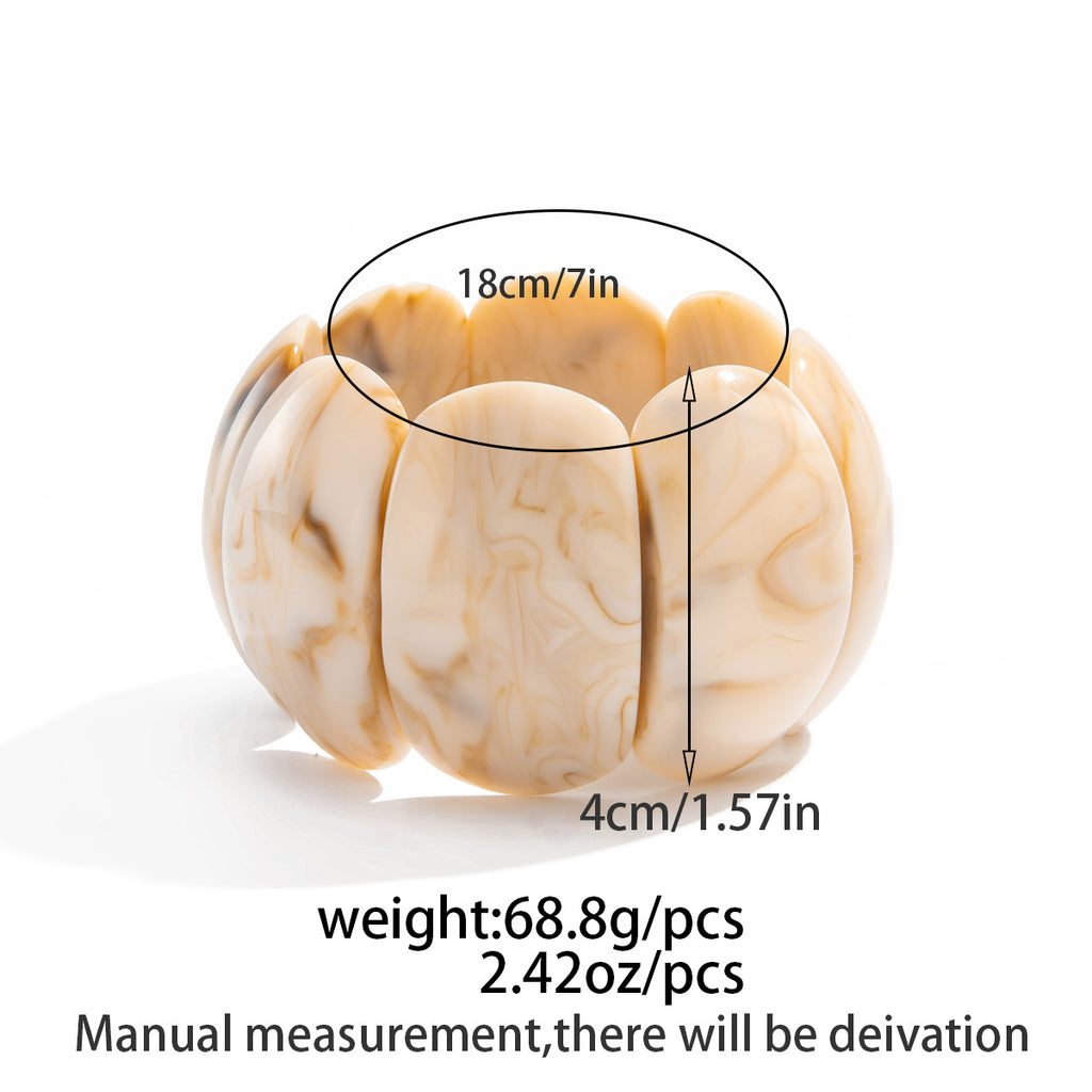 Cream Marble Bracelet Set – Luxury Minimal Statement Bangles for Women