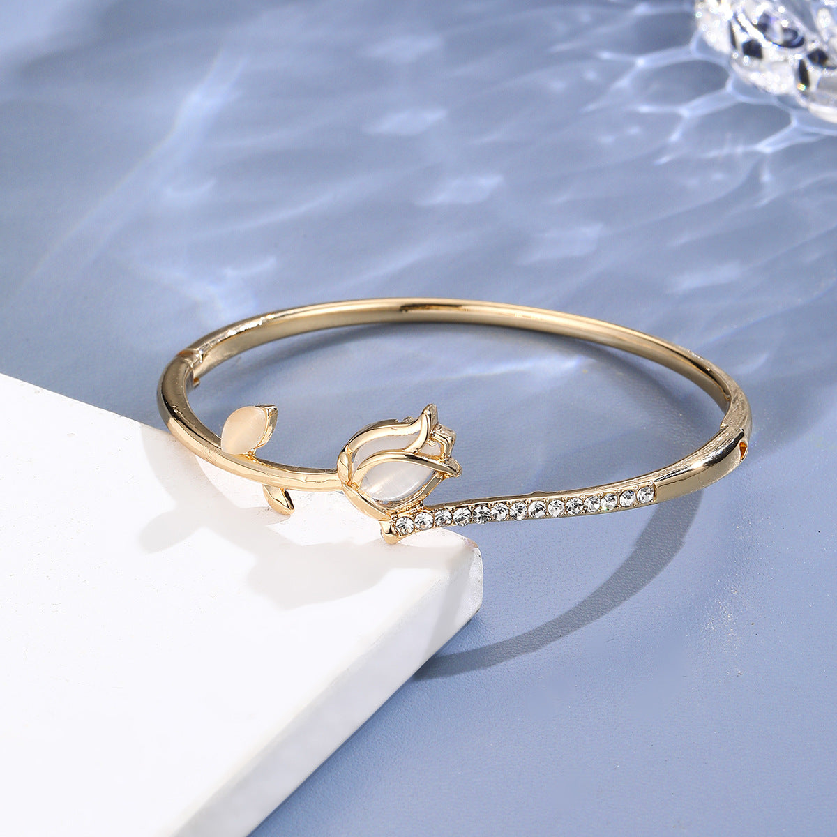 Opal Tulip Bracelet | Rose & Flower Gold Silver Jewelry