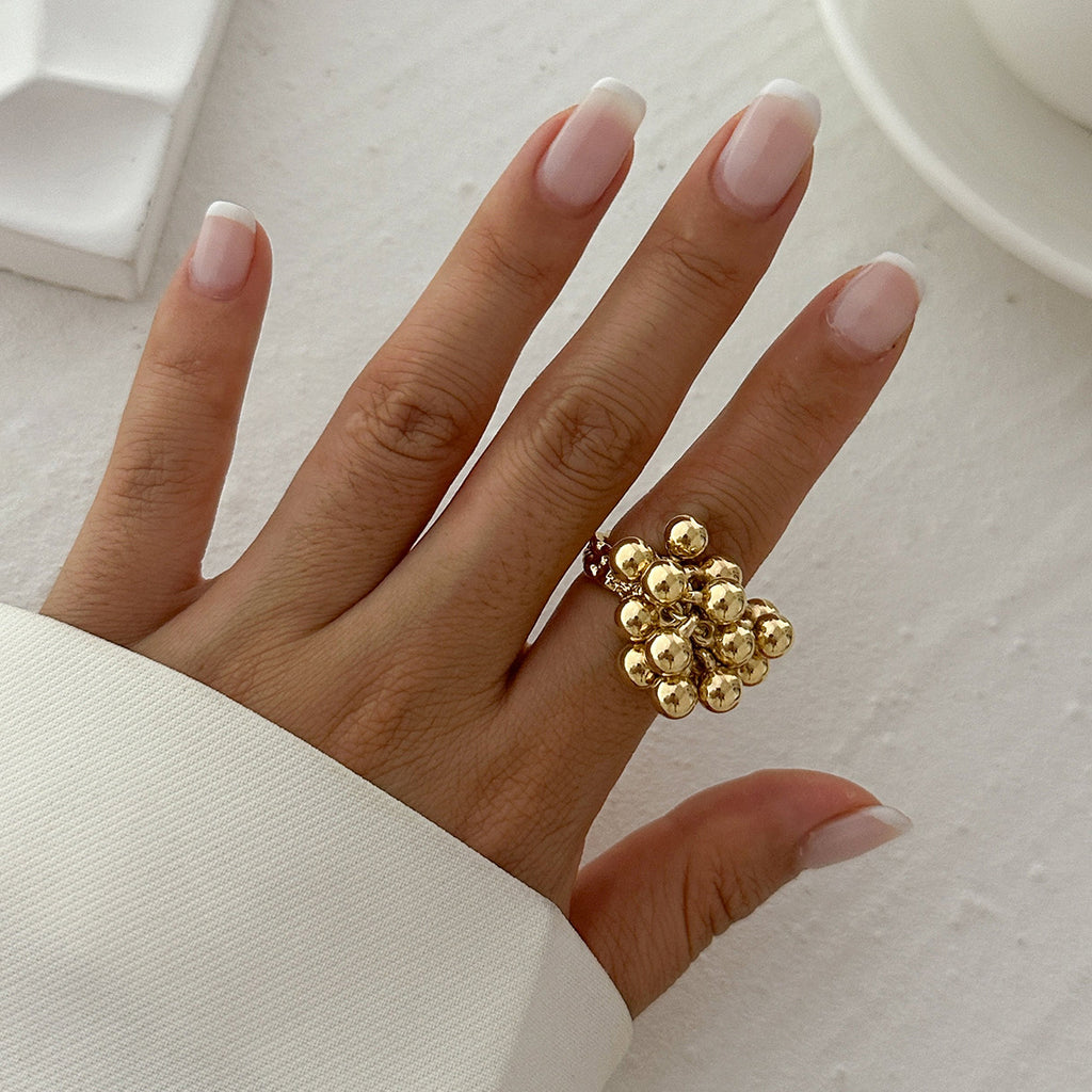 Gold Geometric Pearl Ring for Women – Irregular Winding Statement Ring