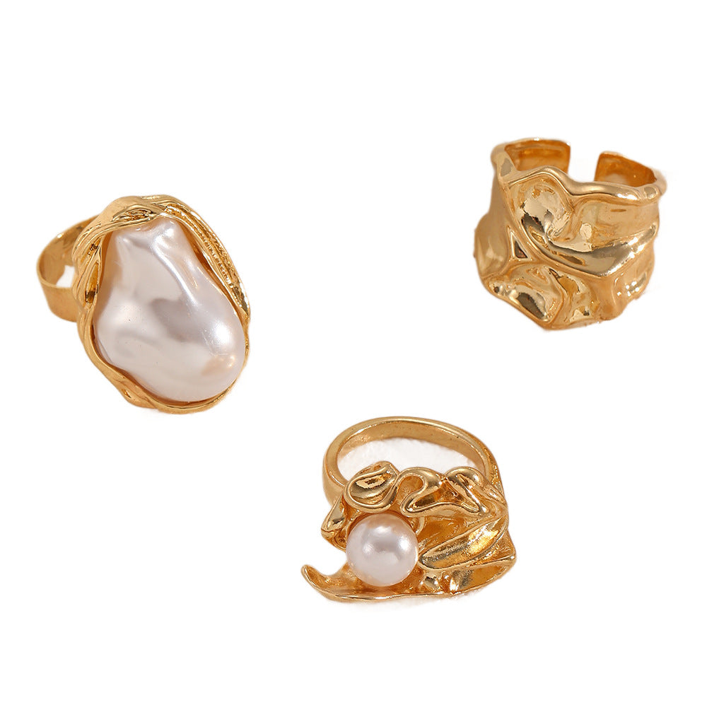 Pearl Open Ring | Statement Design Ring Set