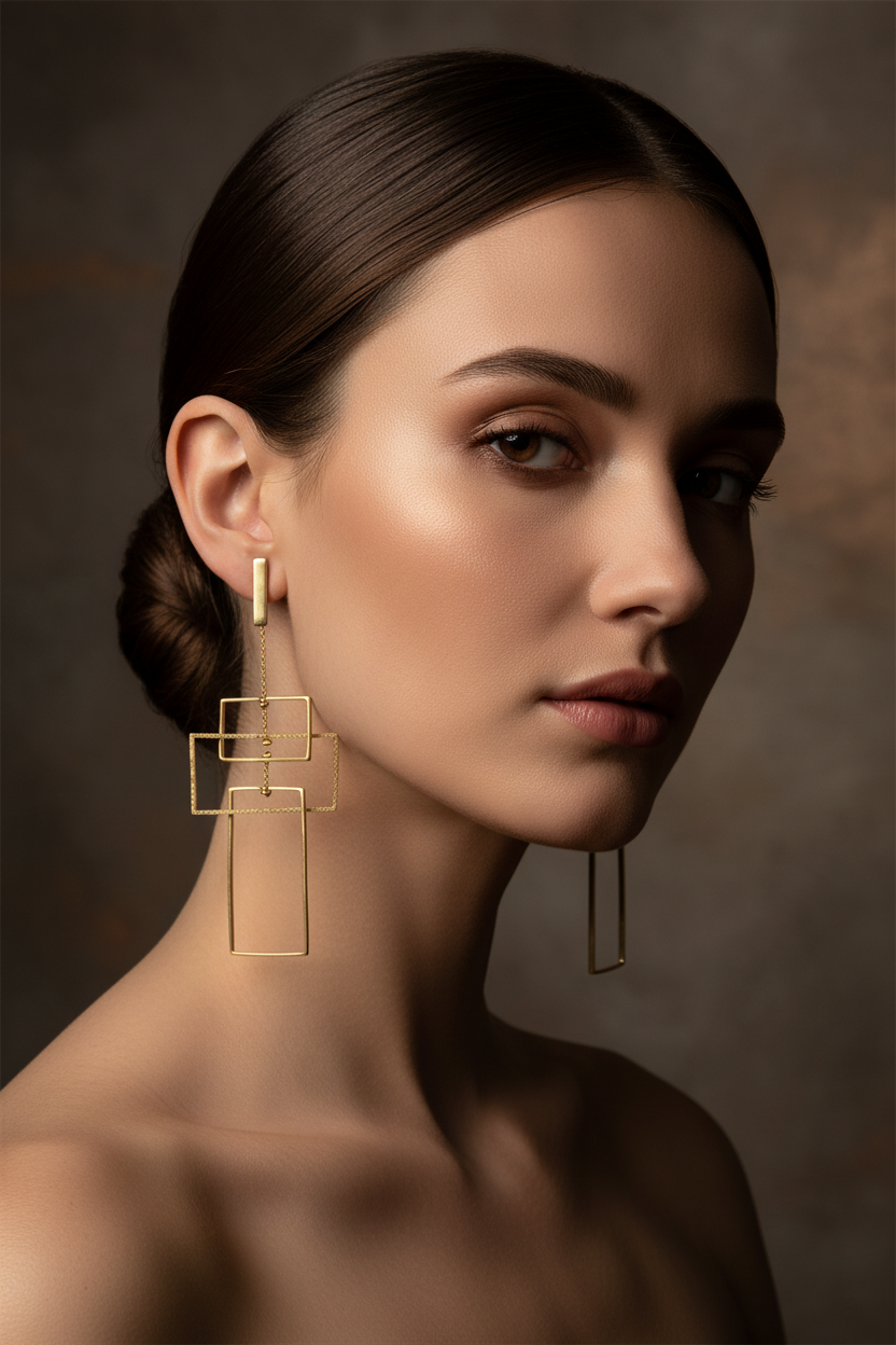 Geometric Gold Earrings Cinematic Pinterest