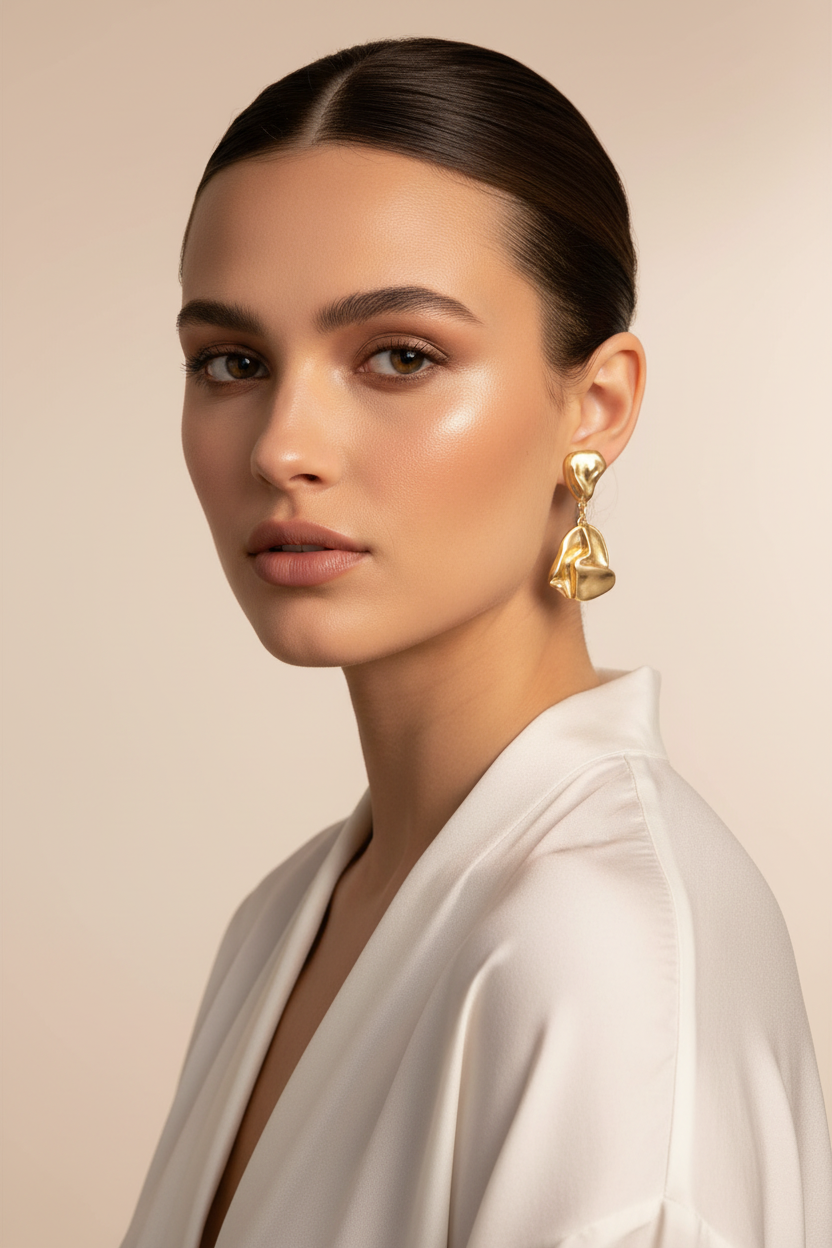 Gold Abstract Drop Earrings – Luxury Statement Jewelry | Luvia Global