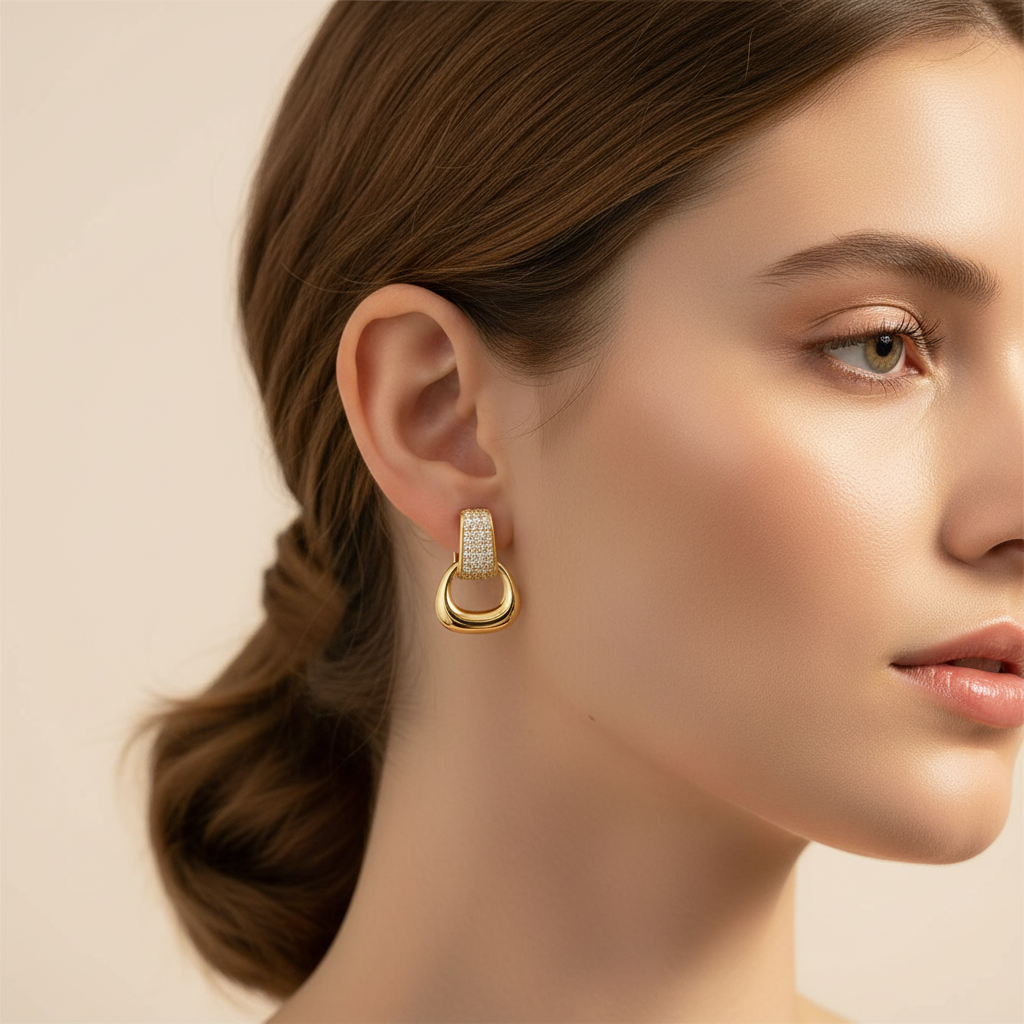 Moissanite Doorknocker Earrings – 18K Gold Plated S925 Silver | GRA Certified
