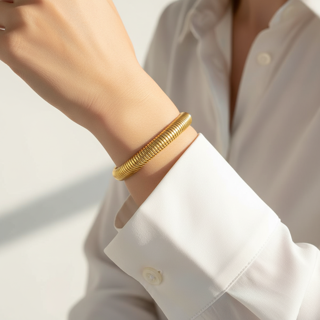Gold Snake Chain Stretch Bracelet
