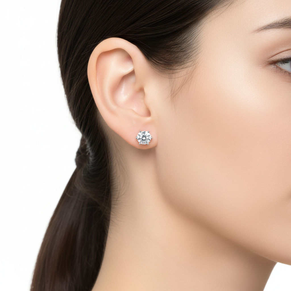 Classic Six-Prong Moissanite Stud Earrings | S925 Silver