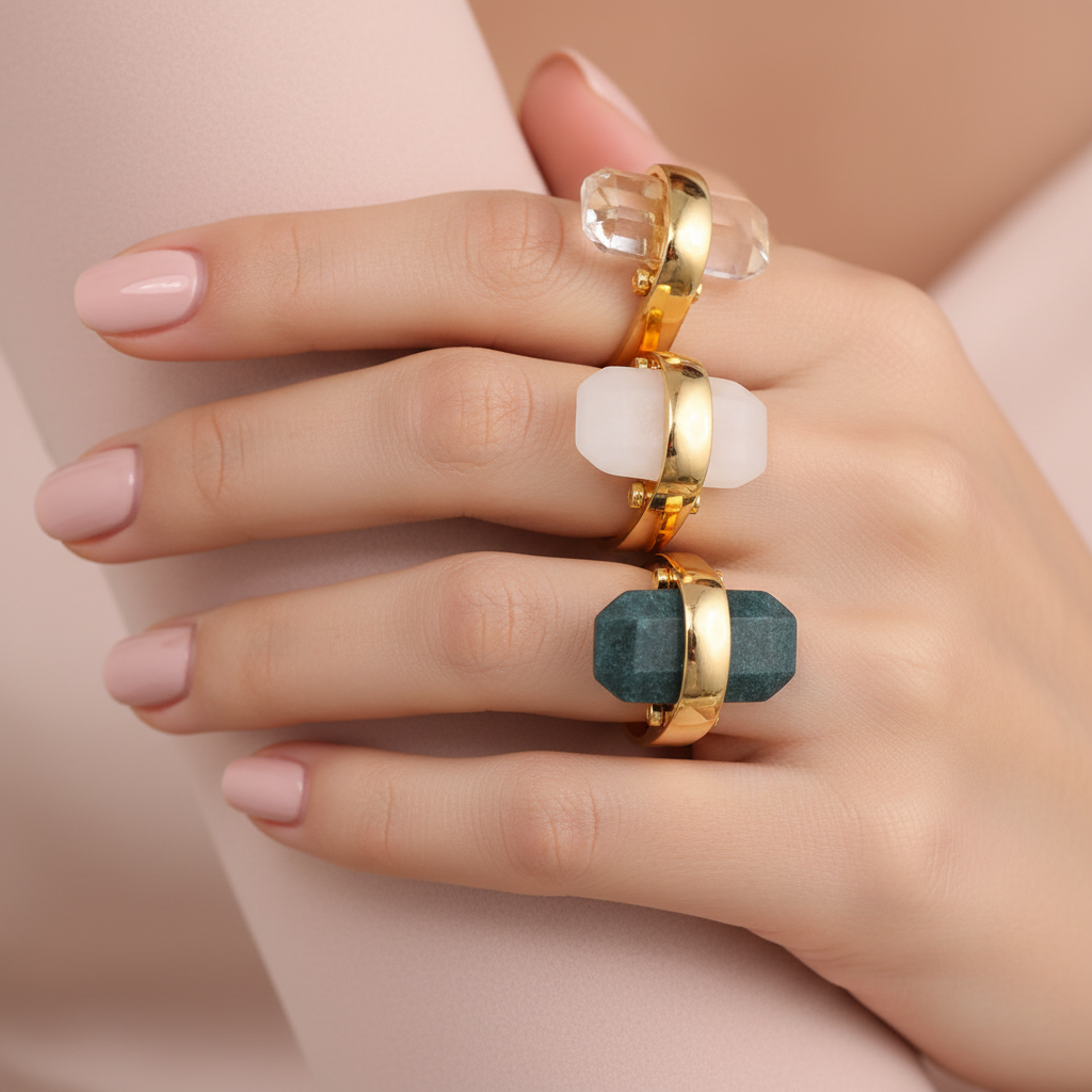 Natural Stone Gold Rings Model