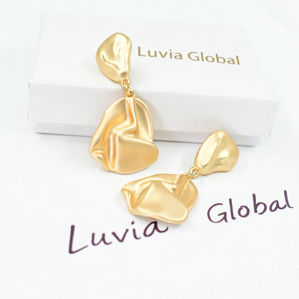 Gold Abstract Drop Earrings – Luxury Statement Jewelry | Luvia Global