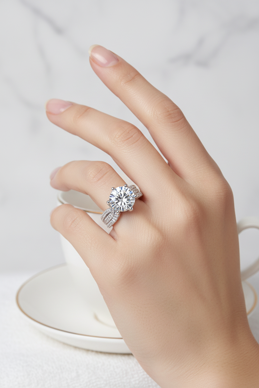 5 Carat Moissanite Bridal Ring Set – 925 Sterling Silver | Eternity Band