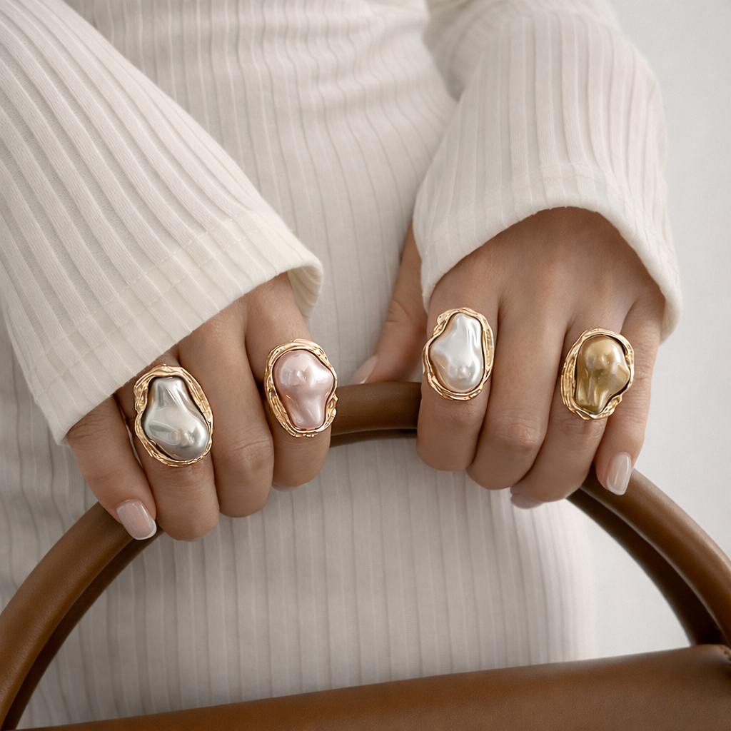 Luxury Baroque Pearl Statement Rings – Timeless Elegance for Modern Women