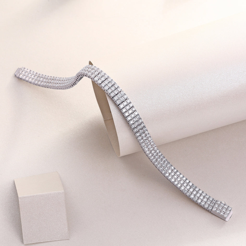 925 Sterling Silver Tennis Bracelet for Women – Multi Row Diamond Look Bracelet | Luxury Statement Jewelry