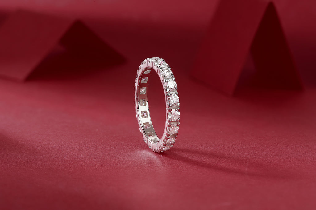 925 Sterling Silver Eternity Ring for Women – Full Round Cut Band Ring | Luxury Stackable Wedding Jewelry
