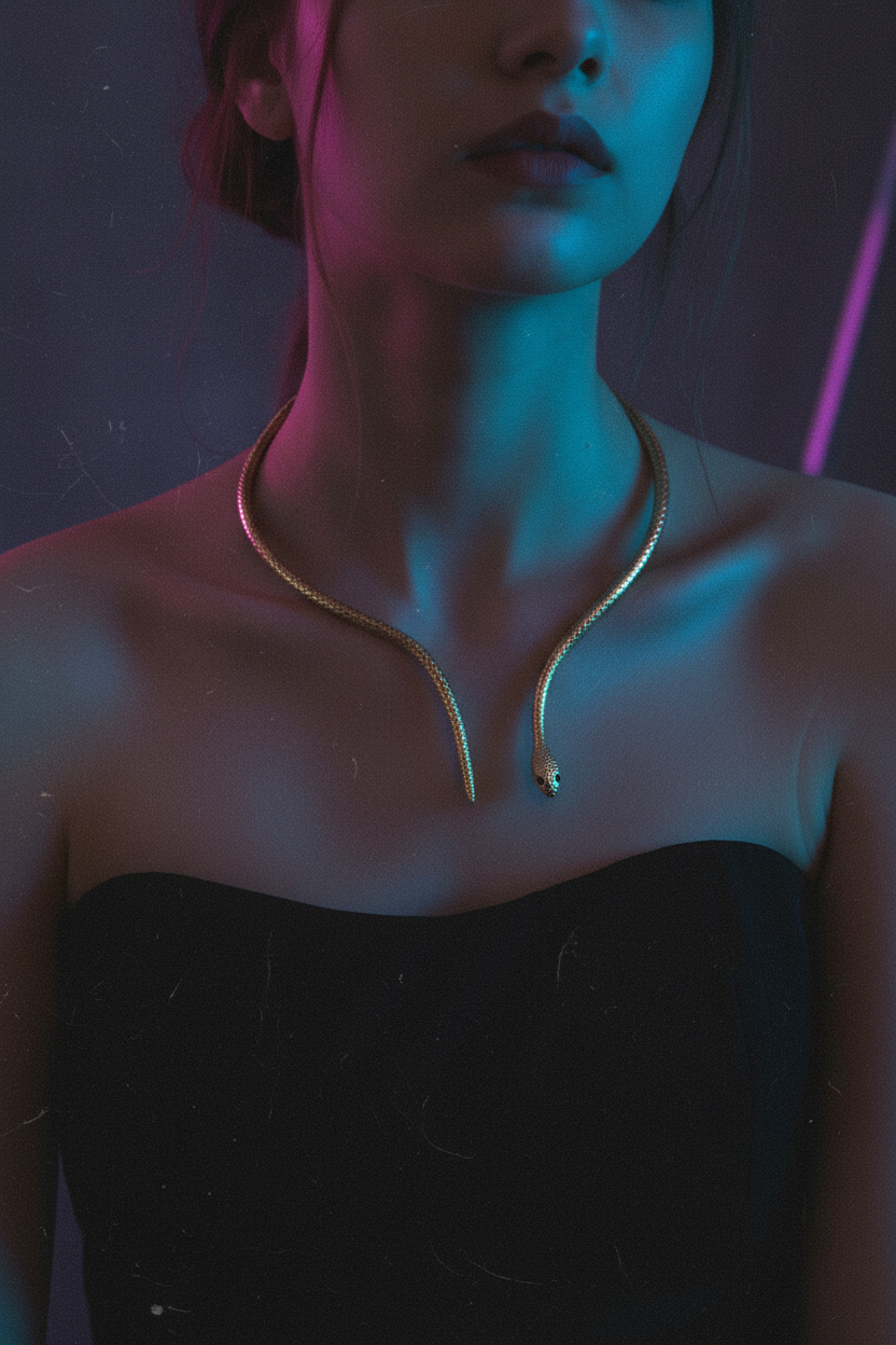 Exaggerated Snake Collar Necklace for Women | Bold Animal Statement Jewelry