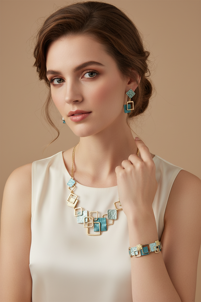 Geometric Enamel Jewelry Set | Colorful Statement