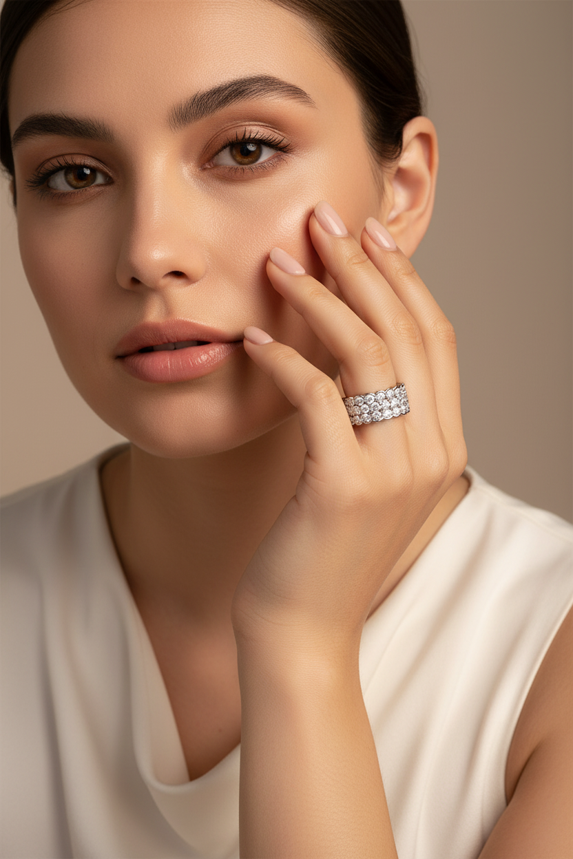 Cascade Moissanite Ring | Multi-Row S925 Sterling Silver